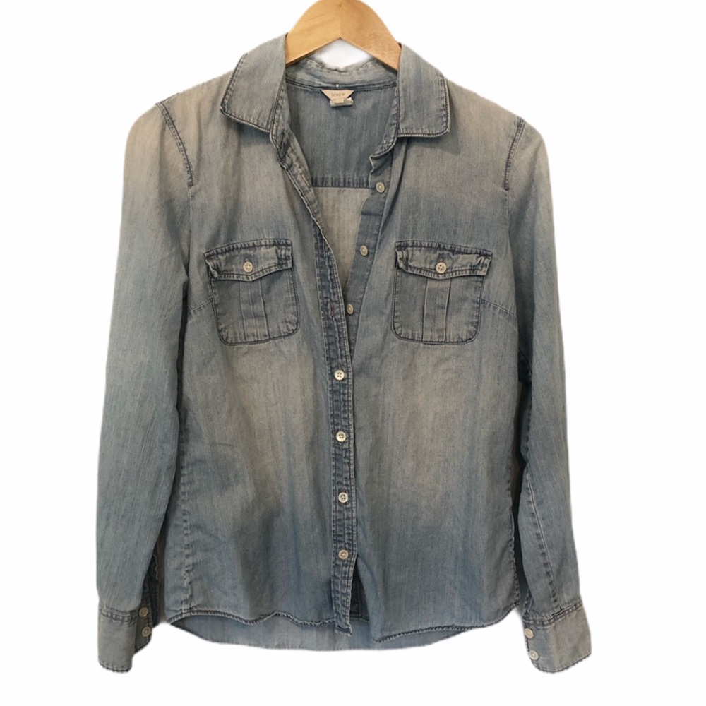 J Crew Chambray Button Up Blouse